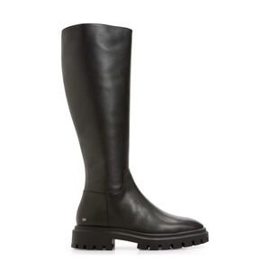 New Stuart Weitzman Ultra Lug Leather Knee High Boot Black Sz 6
